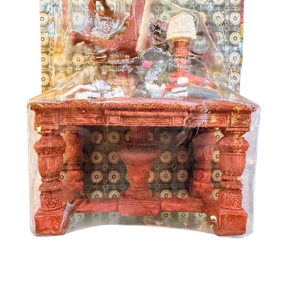 Vintage Miniature Library Desk Diorama Resin Figurine with‎ Chair and Books NIB